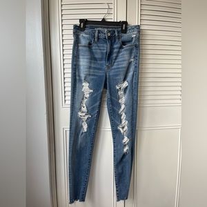 AE dark blue washed jeans.